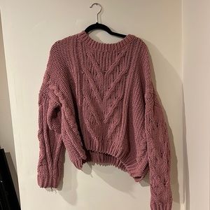 Oversized chenille pink knit sweater